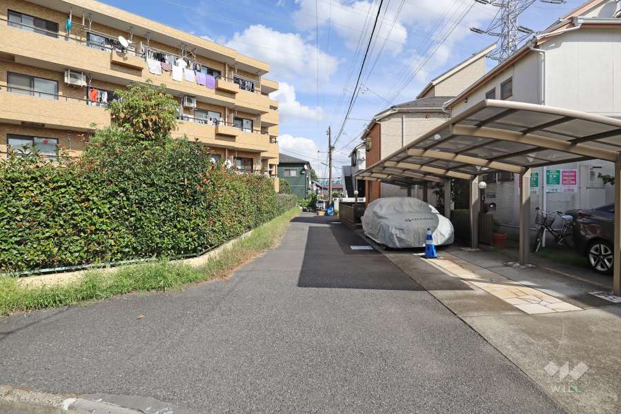 敷地南側の前面道路（西側から）