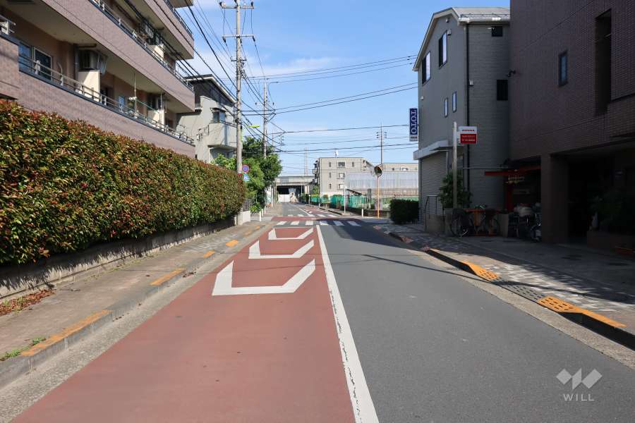 敷地南側の前面道路（西側から）