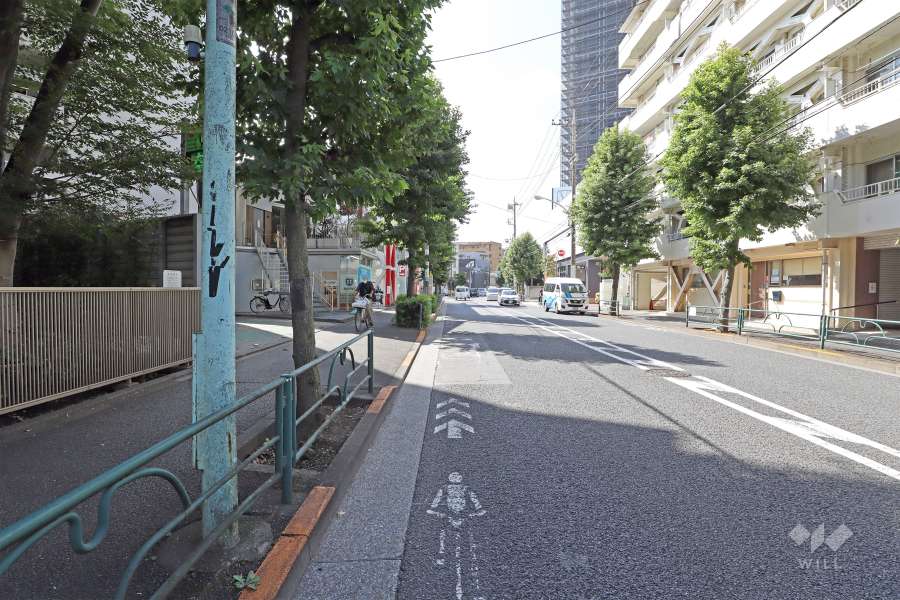 敷地北側の前面道路（西側から）