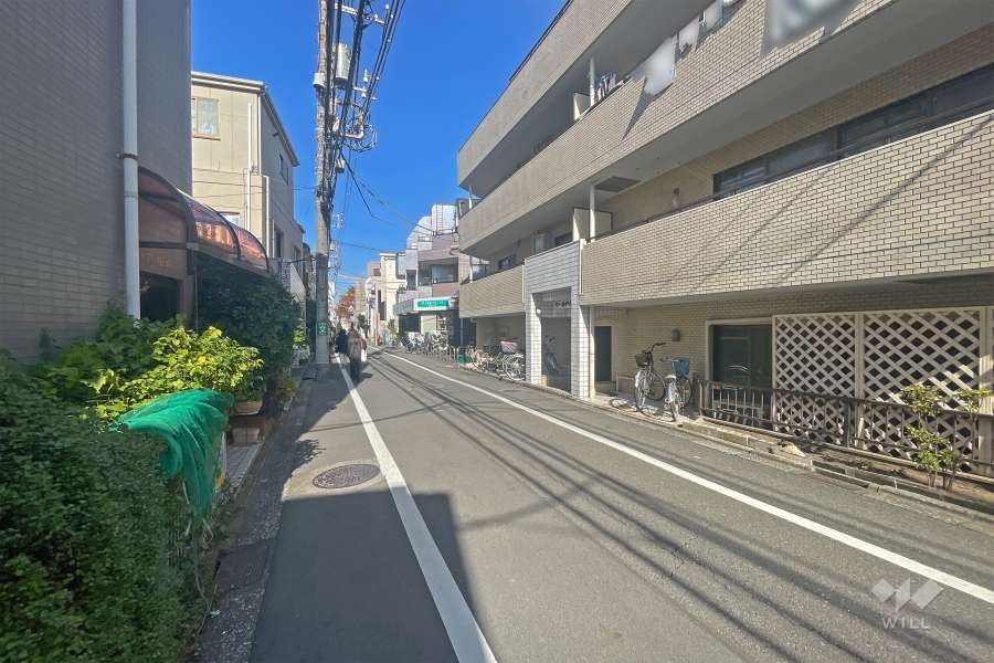 敷地西側の前面道路（南側から）は祖師谷通りです。