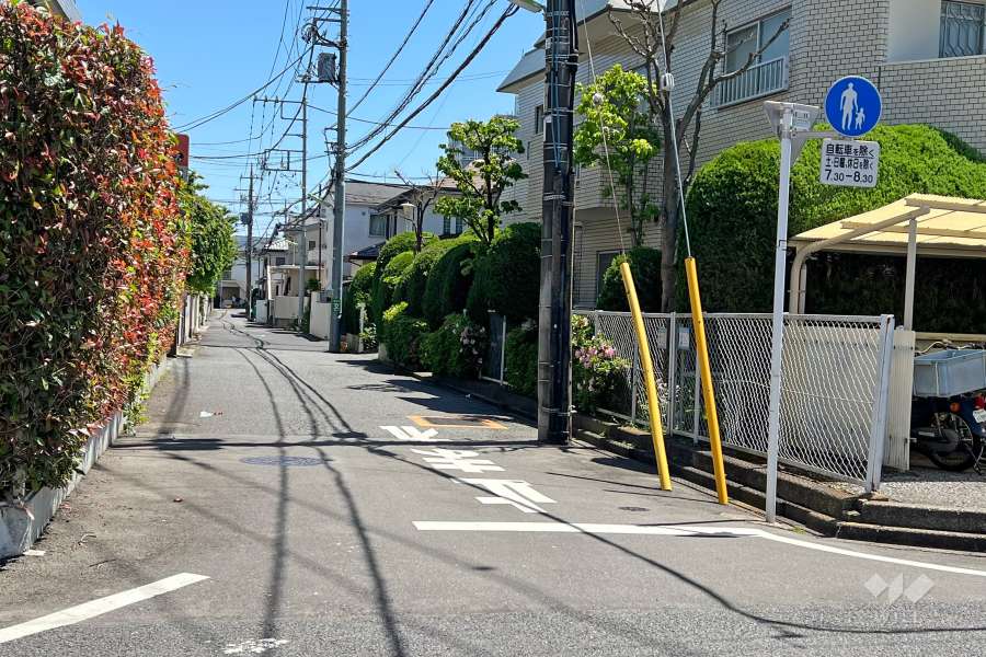 敷地北側の前面道路(西側から)