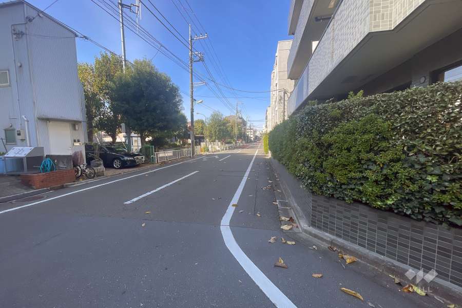敷地南西側の前面道路（南東側から）