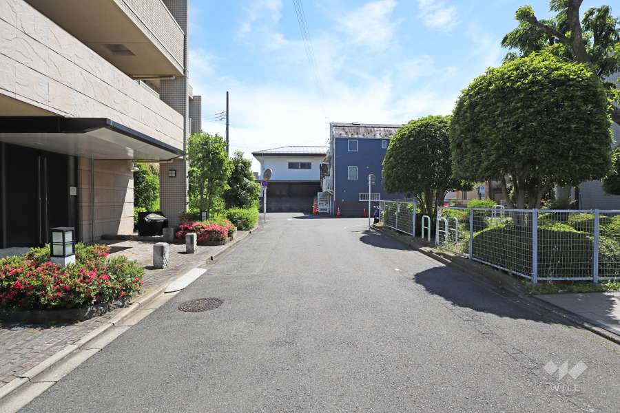 敷地西側の前面道路