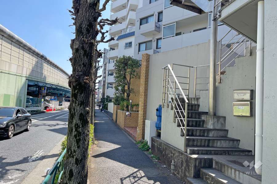 敷地北東側の前面道路（北西側から）