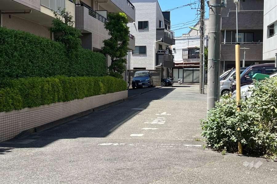 敷地の北東側前面道路(東側から)