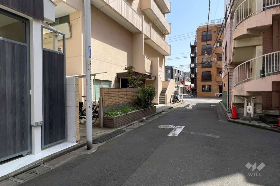 敷地南側の前面道路(西側から)