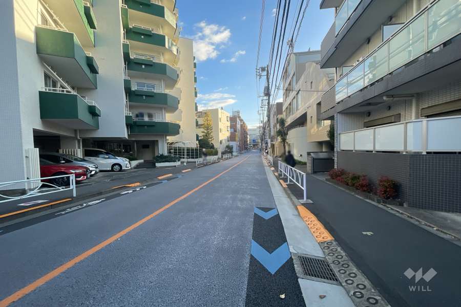 敷地西側の前面道路