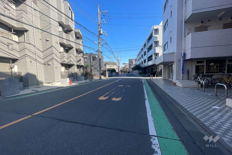 敷地北西側の前面道路（南西側から）