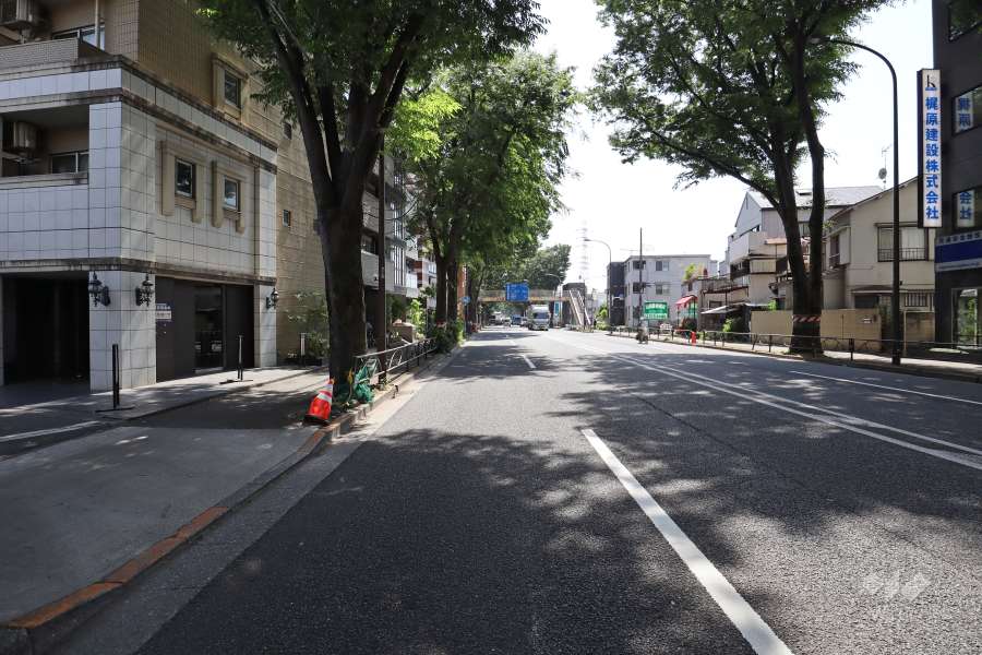 敷地北西側の前面道路（北東側から）