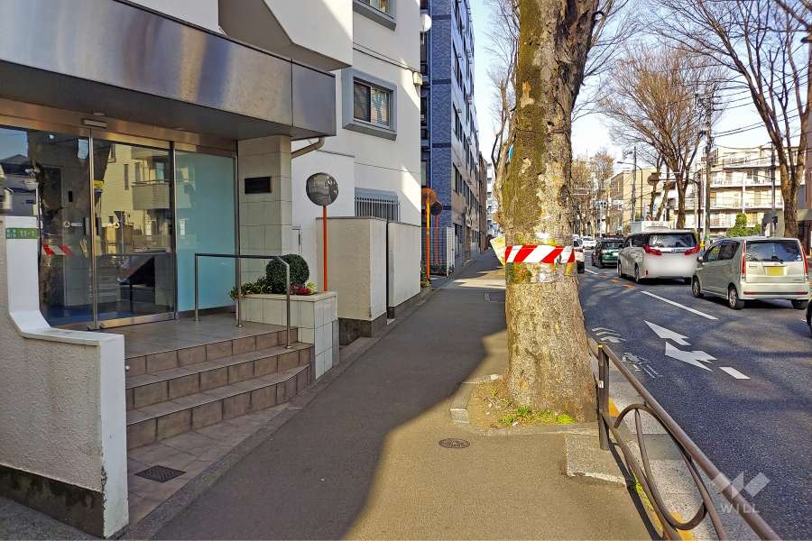敷地南東側の前面道路（南西側から）