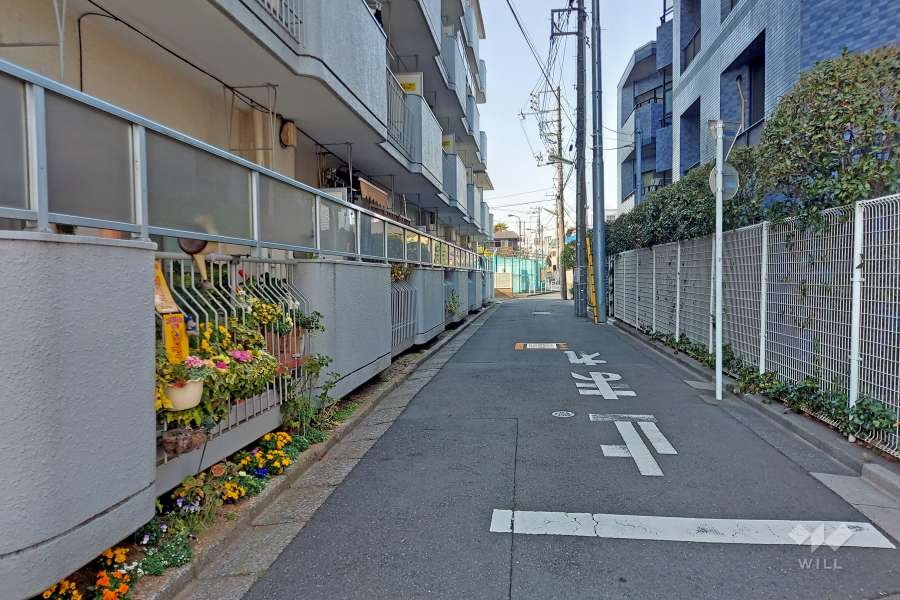 敷地東側の前面道路（南側から）