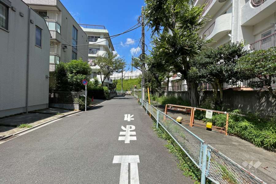 敷地西側の前面道路（南側から）