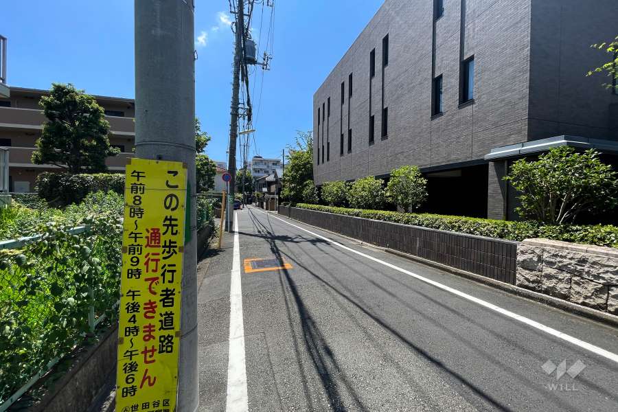 敷地東側の前面道路（北側から）