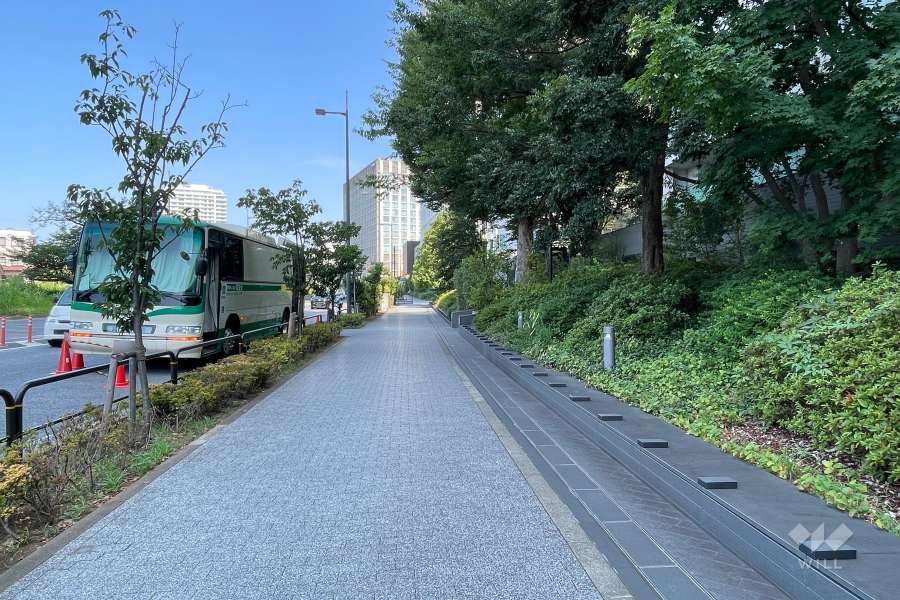 敷地南西側の前面道路（南東側から）