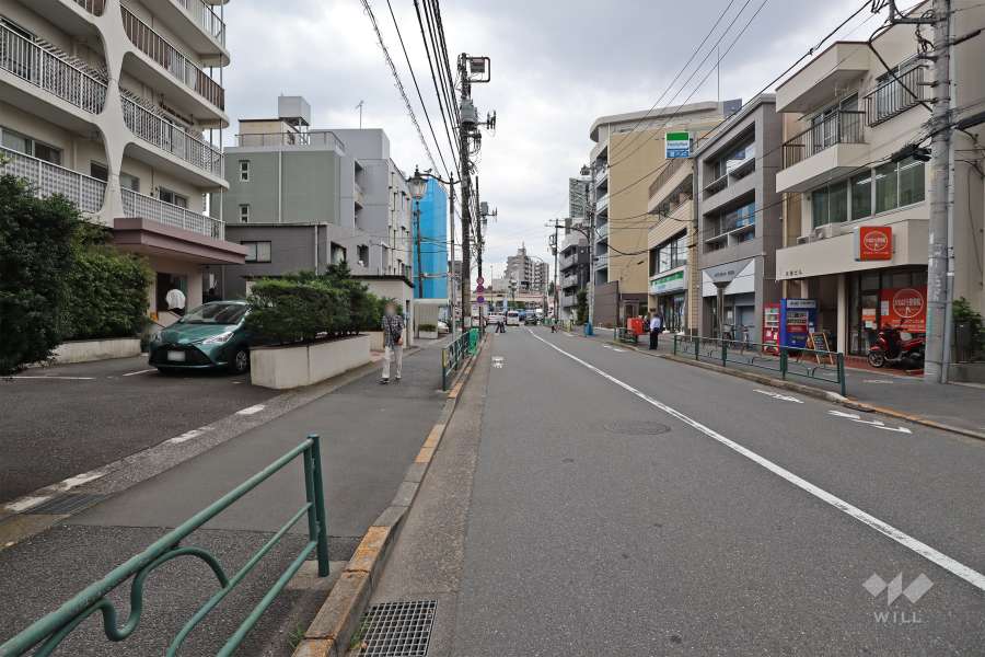 敷地西側の前面道路（北側から）