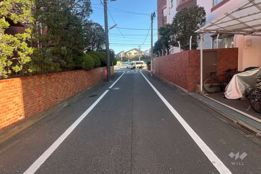 敷地北西側の前面道路（南西側から）