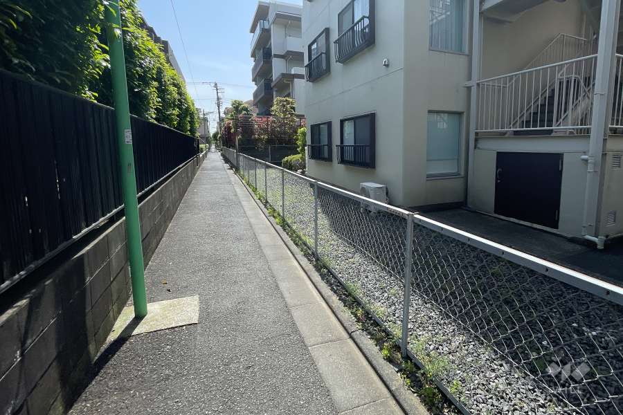 敷地東側の前面道路（北側から）