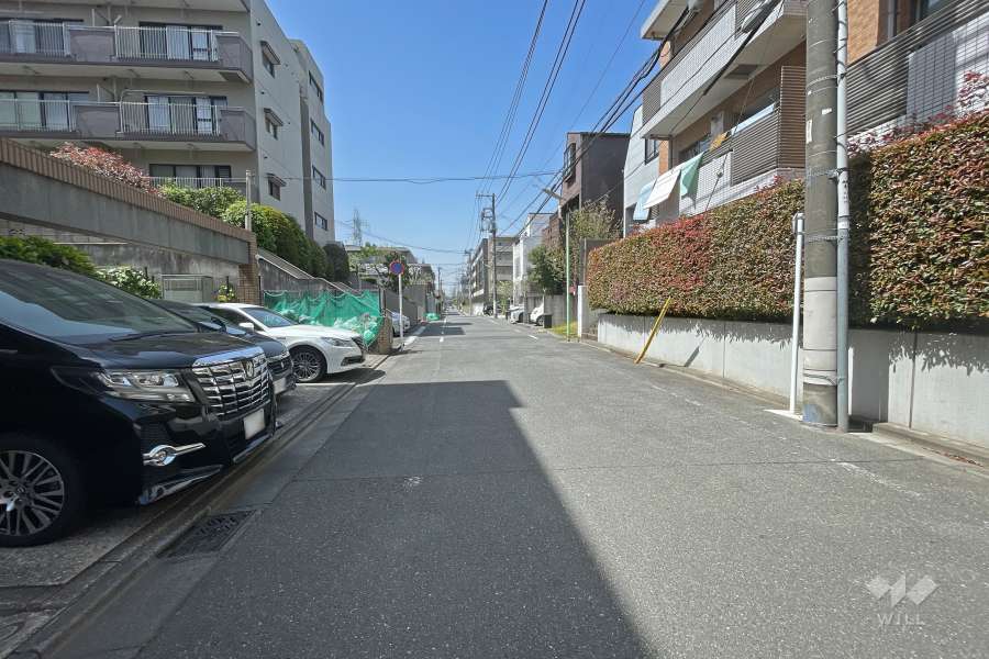 敷地北東側の前面道路（南東側から）