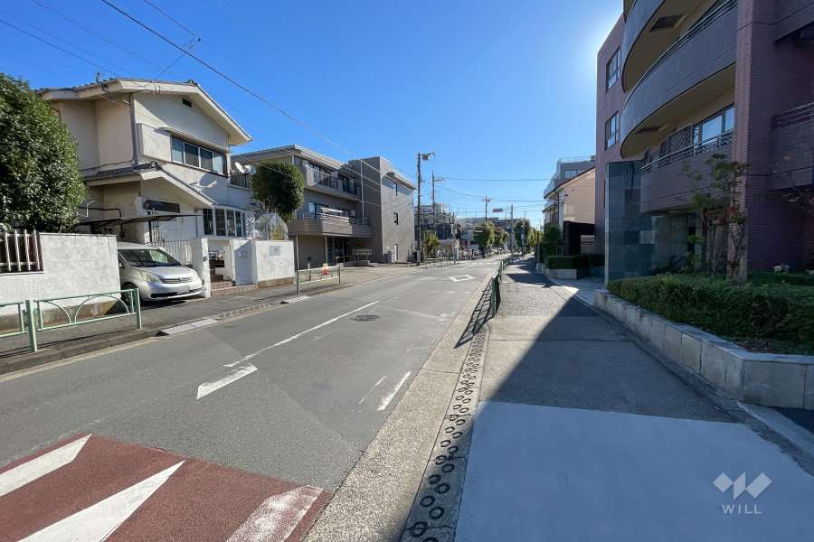 敷地北東側の前面道路（北西側から）