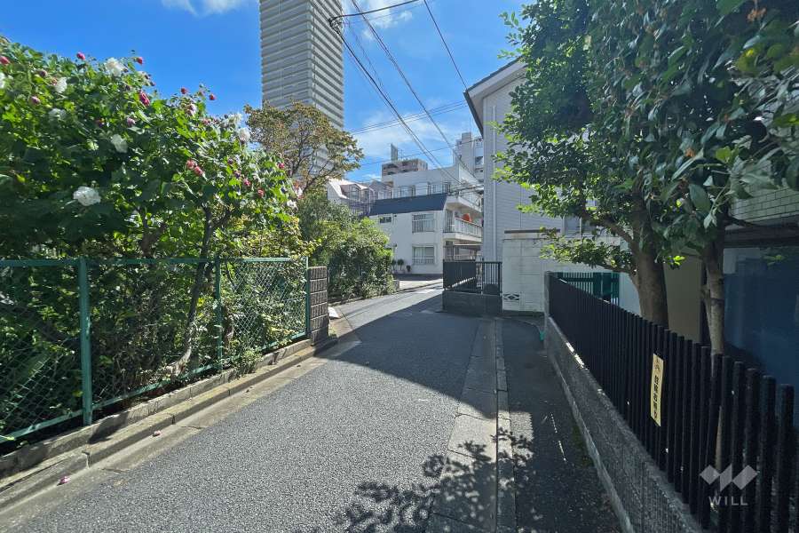 敷地東側の前面道路（南側から）