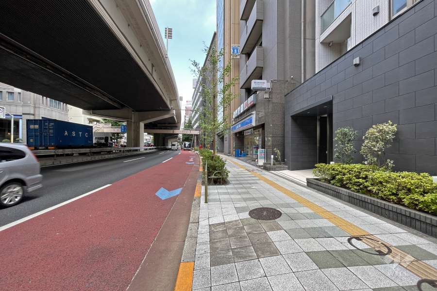 敷地北側の前面道路（西側から）