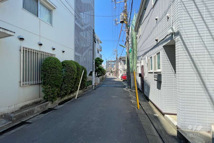 敷地東側の前面道路（南側から）