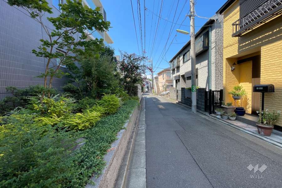 敷地の東側前面道路（南側から）