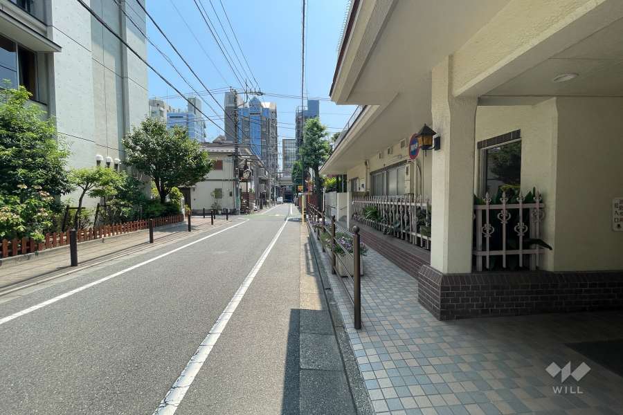 敷地の北東側前面道路（北西側から）