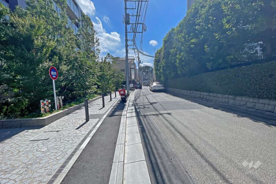 敷地西側の前面道路（北側から）