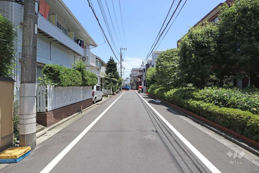 敷地北側の前面道路（西側から）