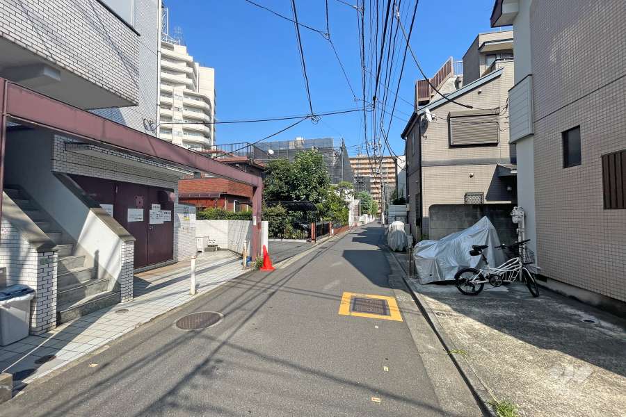 敷地南側の前面道路（西側から）