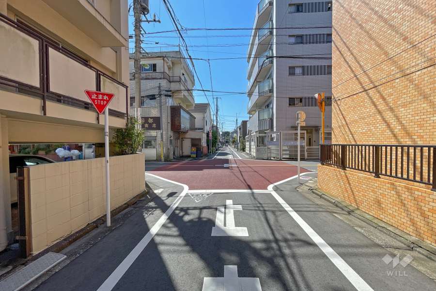 敷地東側の前面道路（北側から）