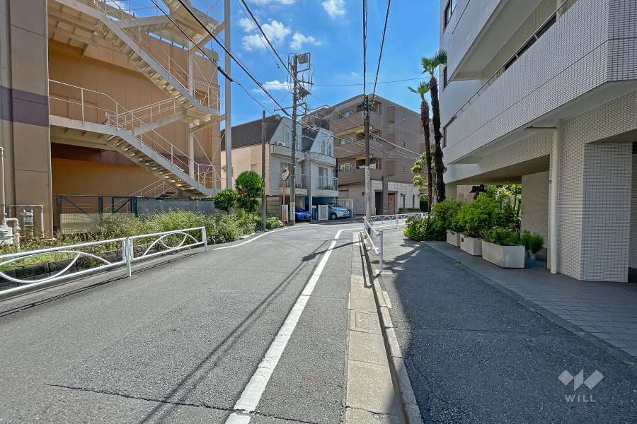 敷地南東側の前面道路（北東側から）