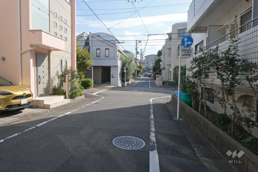 敷地北東側の前面道路（北西側から）