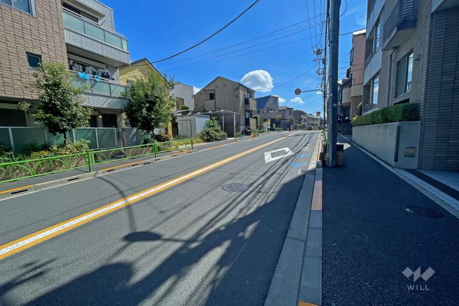 敷地東側の前面道路（北西側から）