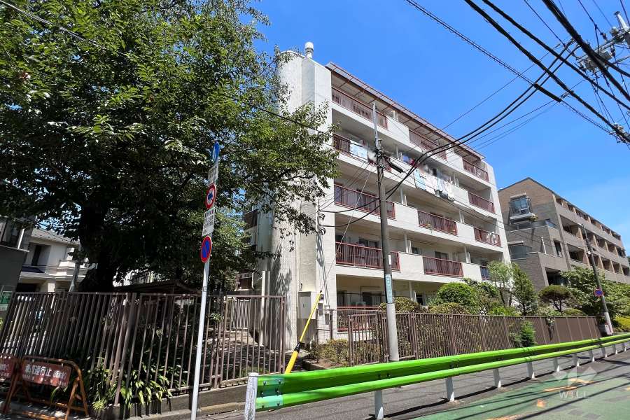 弦巻ハイコーポの外観(南西側から)