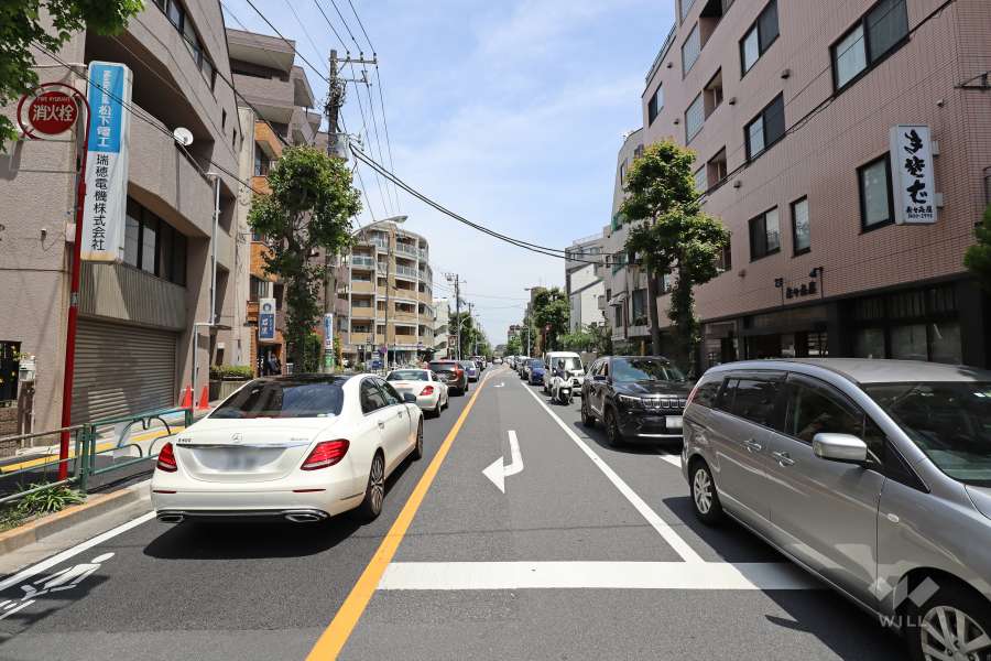 敷地北側の前面道路（西側から）