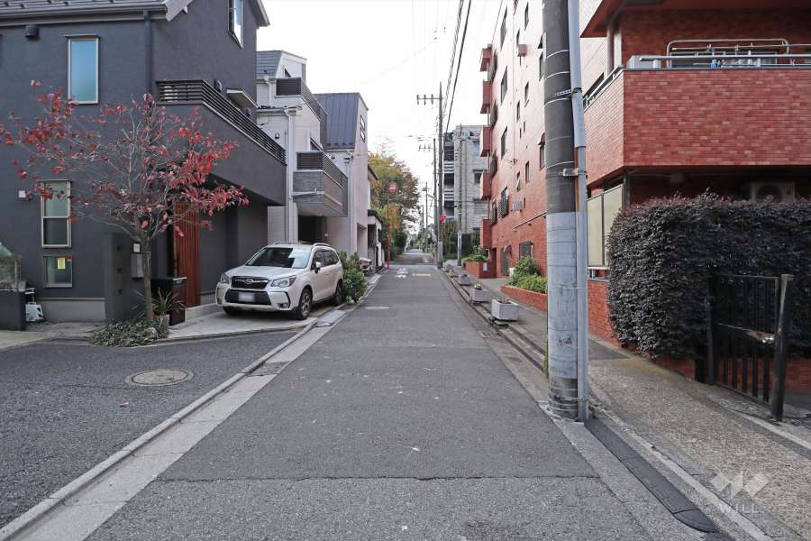 敷地南東側の前面道路(北東側から)