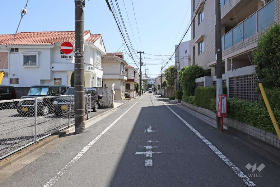 敷地東側の前面道路（北側から）