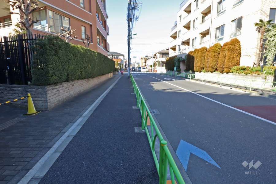 敷地北東側の前面道路（南東側から）