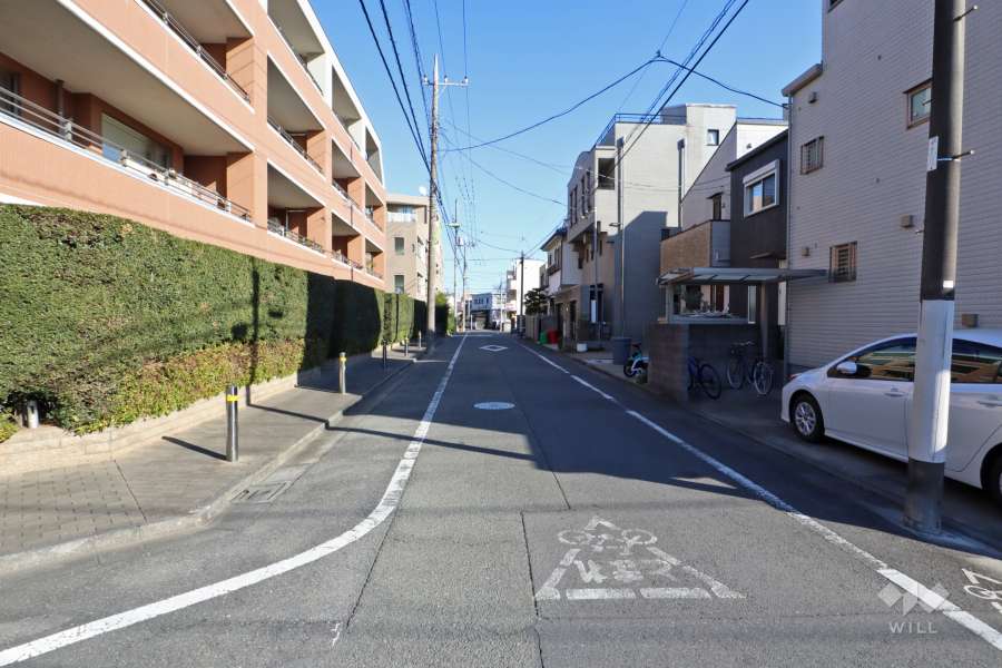 敷地南側の前面道路（西側から）