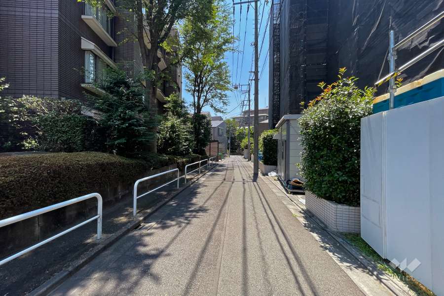 敷地西側の前面道路（北側から）