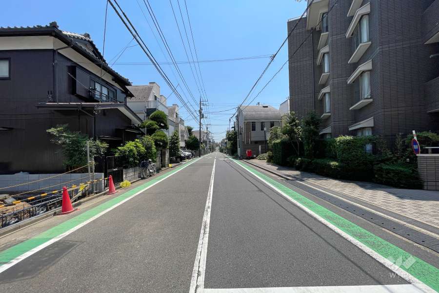 敷地東側の前面道路（北側から）