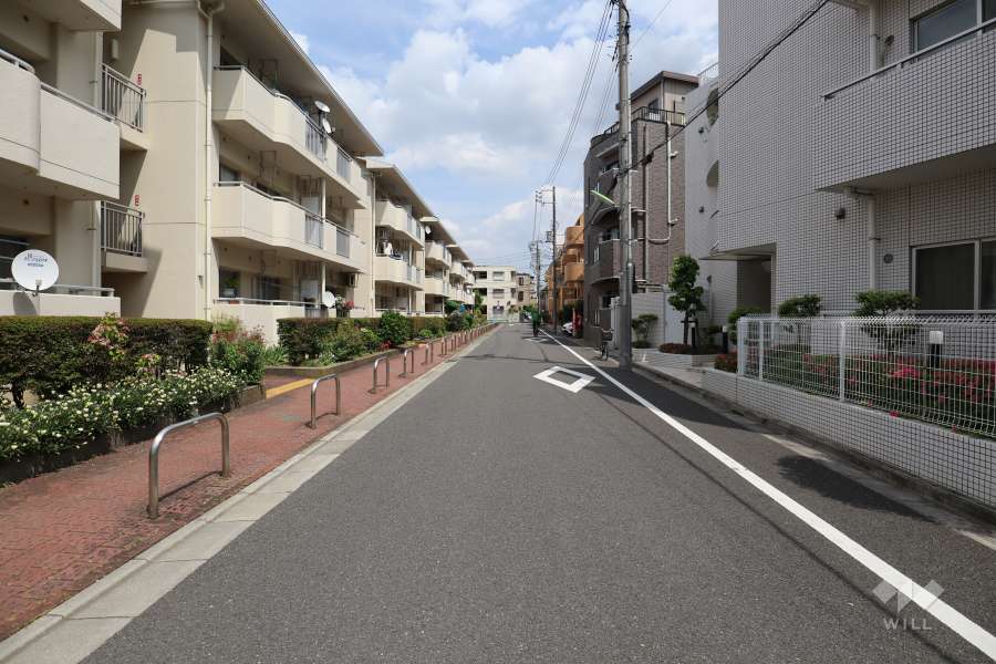 敷地東側の前面道路（西側から）