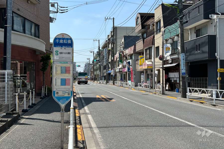 敷地の北側前面道路(北東側から)