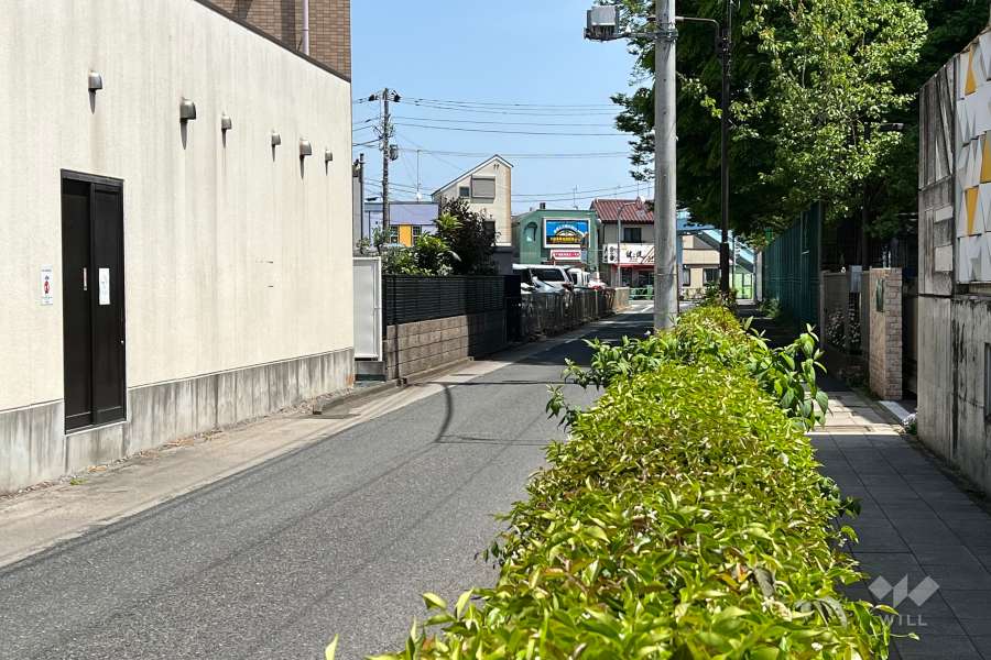 敷地の南側前面道路(南西側から)