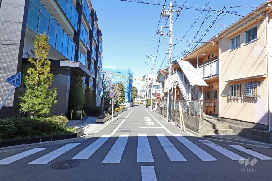 敷地北東側の前面道路（南東側から）