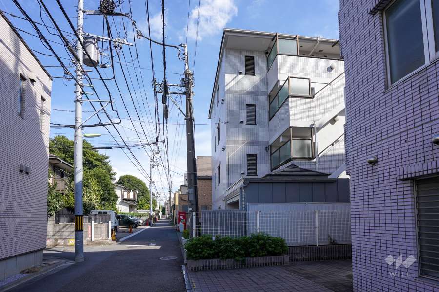 敷地北東側の前面道路（北西側から）