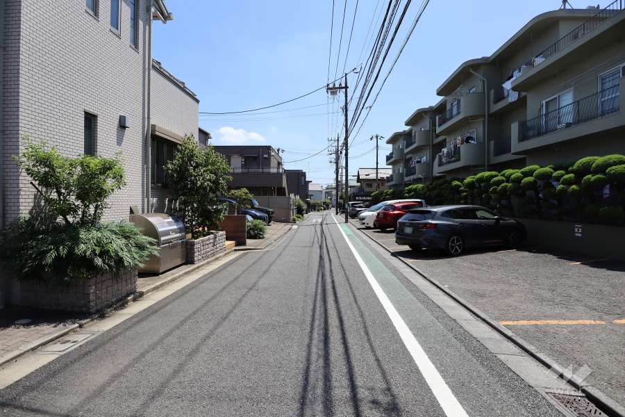 敷地東側の前面道路（北側から）