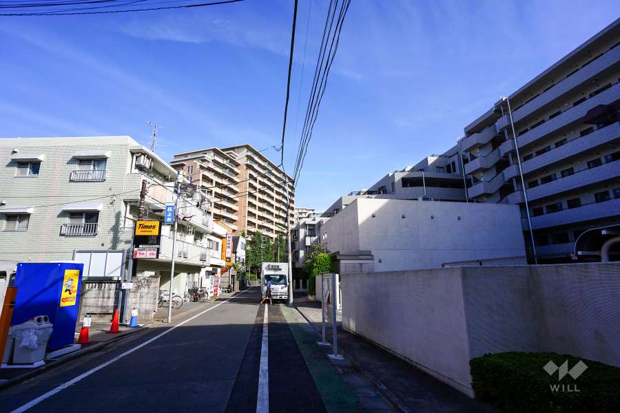 敷地北東側の前面道路（北西側から）